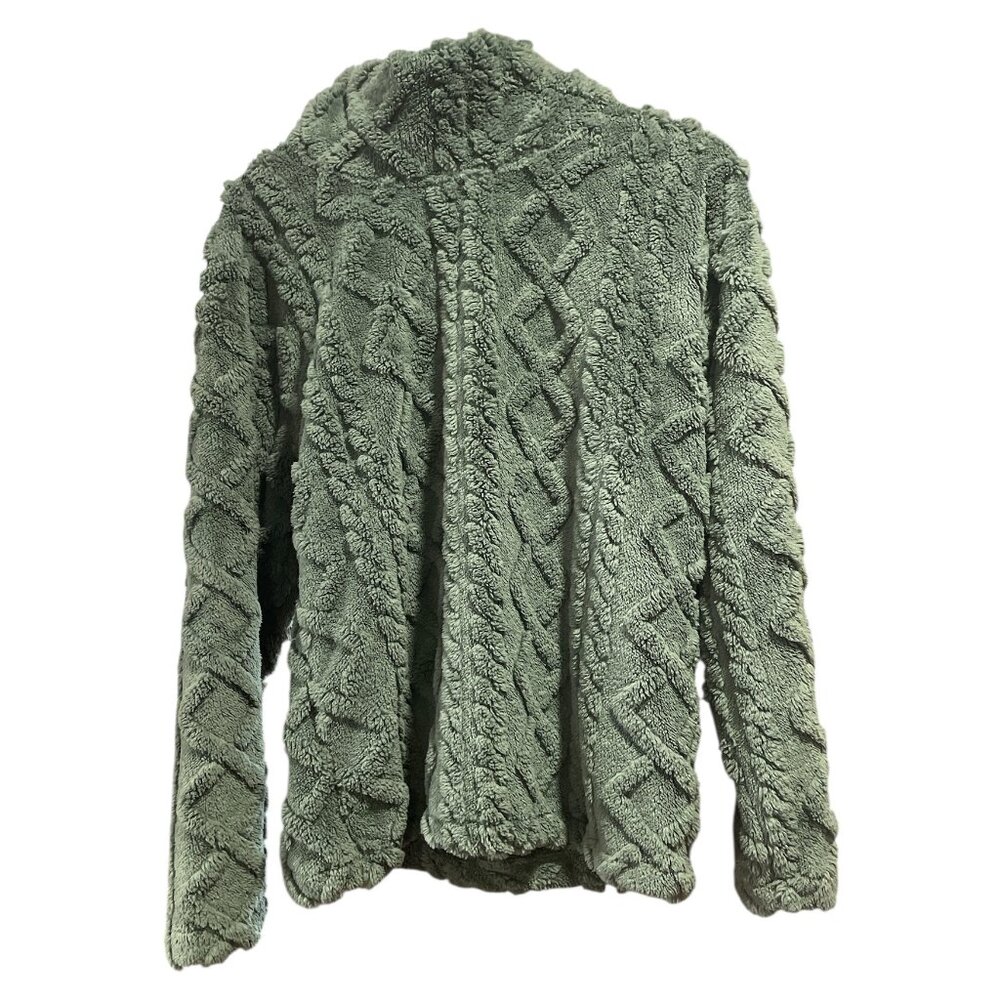 Women's Cable Fleece Pullover, Eddie Bauer, S & L, Green, NWT
